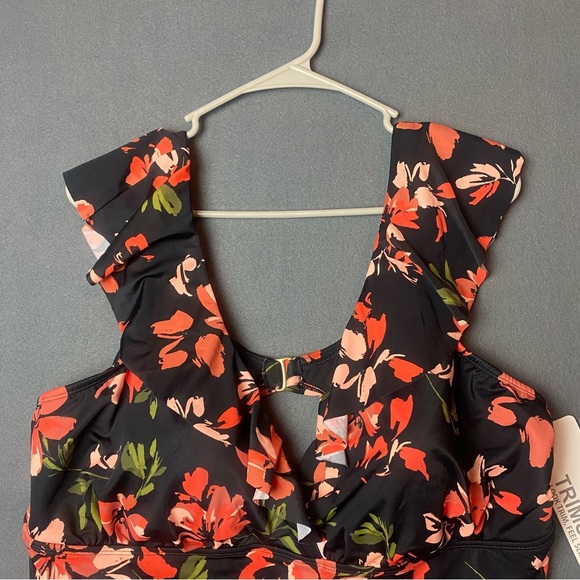 NEW Trimshaper Floral Print PLUS Size 24W Swimsuit Modest - Picture 2 of 8